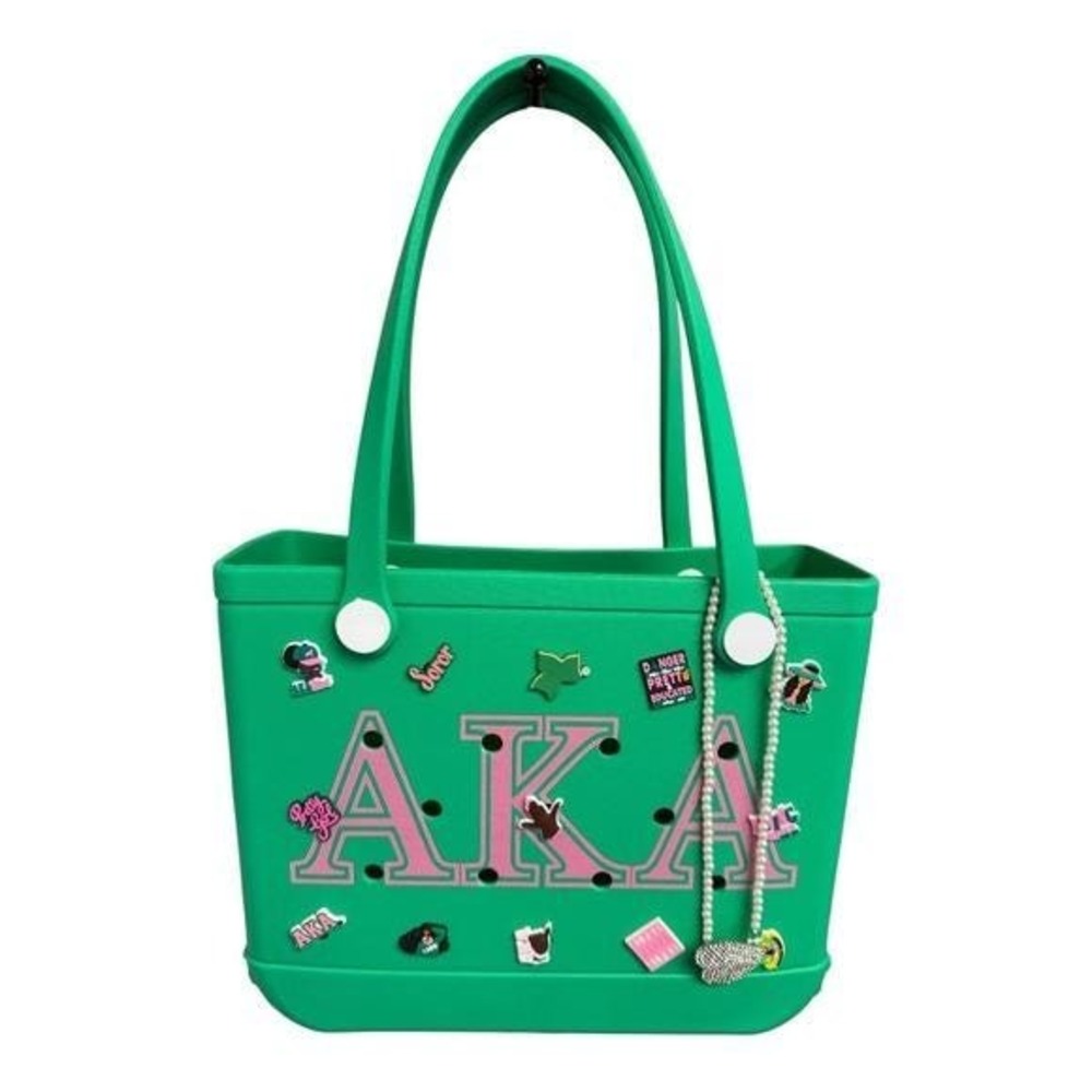 Alpha Kappa Alpha AKA EVA Tote Bag | Green Pink Sorority Bag | AKA Gift